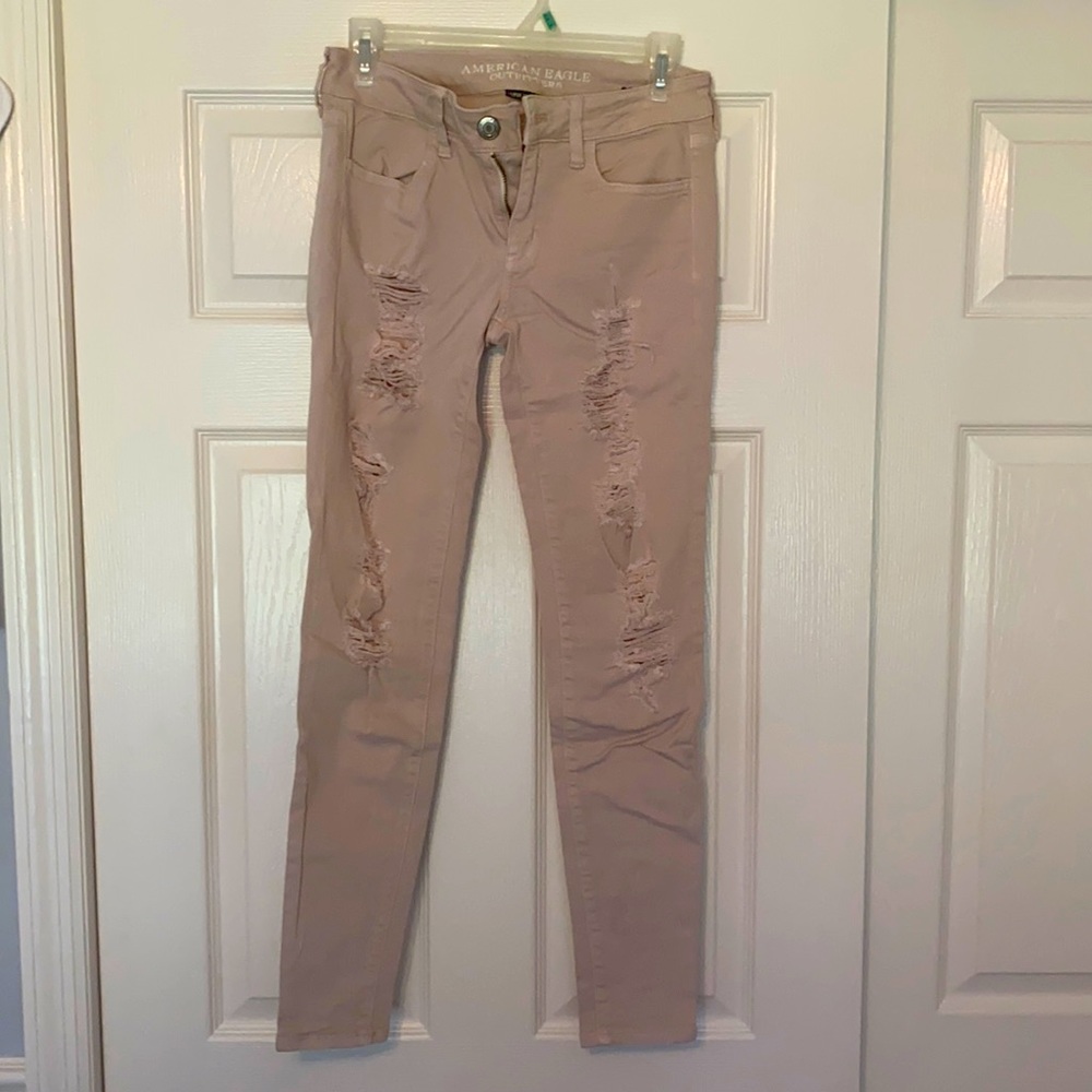 American Eagle, Pale Pink Ripped Jeans